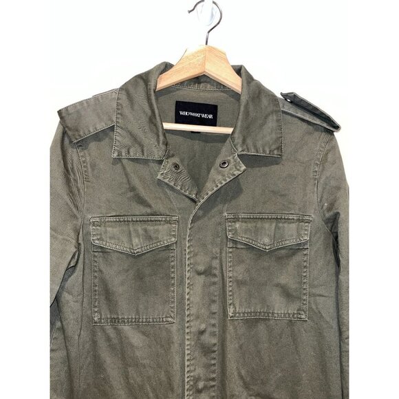 Who What Wear Womens Green Military Style Jacket Medium Cotton Blend - Picture 2 of 8
